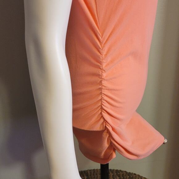 Michael Kors Orange Ruched Tank Top Sz Medium Flattering Postpartum Longline - Picture 4 of 10